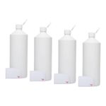 TEC 1L Litre HDPE Bottles with Flip Tops UK Made 30% Recycled Plastic White