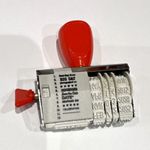 Celebration Message & Date Adjustable Rotary Rubber Stamp Red Handle