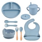 9pc Silicone Baby Feeding Set BPA-Free Baby Led Weaning Suction Plate Cup Spoon