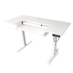 Electric Height Adjustable Sewing Table in White with Sewing Machine Platform
