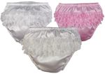 Baby Girl Frilly Knickers Pants Satin Lace Nappy Cover Christening 