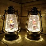 Premier 24cm Christmas Robin Water Spinner Lantern Xmas Ornament Dual Power