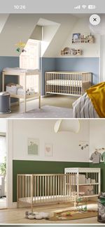 IKEA SNIGLAR Wood Baby Cot Bed, Adjustable Mattress Height, Natural