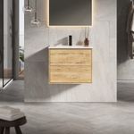 Venti 600mm Wall Hung Bathroom Vanity Unit with Lira Basin- Ostippo Oak
