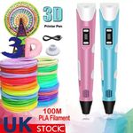 3D Printing Pen Set Doodle Printer Drawing 20 Colours PLA Filament Gift For Kid