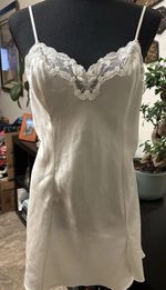 Victoria's Secret VTG 90’s White Satin Slip Dress With Lace Trim Size Medium
