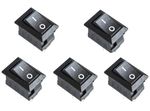 5x Black Snap In ON/OFF Rocker Switch 21 x 15mm 2-Pin 250V/3A 125V/6A - UK Stock