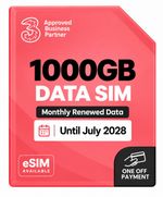 Three + Vodafone 1000GB 5G Monthly Data SIM Prepaid & Preloaded Until July 2028