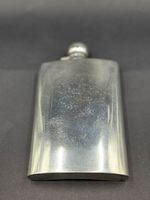 Antique Silver - Plated Hip Flask - Hinged Ball Stopper - Marked E.P.S.A