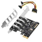 PCI-e USB 3.0 3.2 5Gbps expansion card LOW PROFILE 4 ports VIA SATA Powered UK