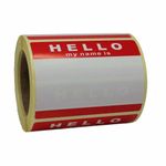 Roll of 250 'Hello My Name Is' Stickers Label Tags Red & White 8cm x 6cm No Logo