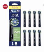 Oral-B Pro Cross Action Replacement Electric Toothbrush Heads Black Pack of 8