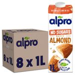 8 x 1L Alpro No Sugars Nutty Almond Drink Gluten Free Plant-Based