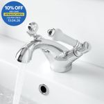 Traditional Basin Mixer Tap Sink Bathroom Monobloc Chrome Ceramic Lever Handles