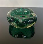 Murano Bullicante Emerald Green Clear Fused Controlled Freeform Bowl