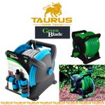 15M Compact Garden Hose Reel + 5 Nozzles Water Pipe Wall Mounted Fittings Set UK