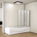 1000x1400mm 4 Fold Folding Shower Bath Screen 4mm Glass Door Panel Great Value