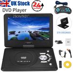 9.8" Portable DVD Player with Full HD Swivel Screen AV USB Remote Battery LCD