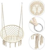 Hanging Macrame Hammock Chair Cotton Woven Rope Indoor Outdoor Swing Chair Seat