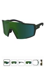 SCOTT Cycling Sunglasses - SHIELD COMPACT - Green Matte Black/Green Chrome