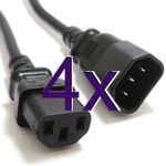 [4 pack] 1m Power Extension Cable IEC Male to Female UPS Lead Kettle [001779]