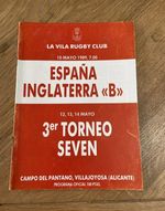 Rugby Programme SPAIN v ENGLAND 'B' & Rugby Sevens Competition 1989