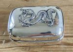 Rare Antique Chinese Export Silver Repousse Dragon Soap Box Lien Hing Circa 1900
