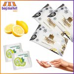 Lemon Scented Fragrant Wet Wipes, Hot Cold Individual Hand Use, Takeaway Food