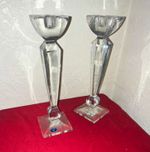 Bohemia Clear Crystal Candlesticks Pair Taper/Dinner Candle Holders
