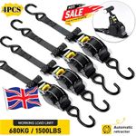 4X Heavy Retractable Auto Retract Ratchet Tie Down Strap  25mm x 3.3 Metre+Hook