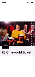 Cineworld Ticket £3, ✅QUICK DELIVERY WITH MESSAGE✅FRI SAT Sun