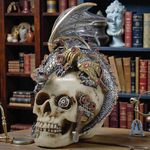 Skull & Dragon Steampunk Ornament Gothic Fantasy Myth Sculpture Home Decor Gift