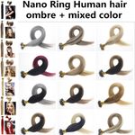 8A 1G 18"-24'' Double Drawn Nano Ring Tip Micro Beads Human Hair Extensions Halo