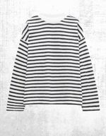 Womens HUSH Long Sleeve Aluna Brushed Striped Oversized T-shirt White Black