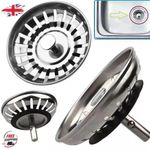 2x Stainless Steel Replacement Kitchen Sink Drain Strainer Drainer Waste Plug