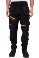 Men’s Softshell Cargo Combat Work Trousers Knee Pad Pockets Safety Pants Fleece