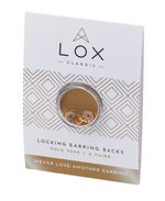 LOX-2GE Locking Earring Backs - 2 Pairs Gold Tone for Hoop, Stud All Earrings