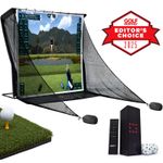 SimSpace Indoor Golf Simulator Deluxe Practice Net Impact Screen Driving Mat