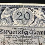 1915 Germany 20 Mark Banknote Great War WW1 WWI Cool Antique Artifact Art Relic