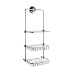 Hudson Reed Traditional Wall Mounted Shower Tidy 3-Tier Heavy Duty Brass Basket
