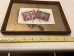 Vintage "Colours"  Flags  Royal Scots Lothian Regiment print & sample of Tartan