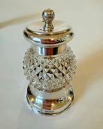 Antique Victorian Cut Glass solid Sterling Silver Pepper Mill Grinder Hallmark 