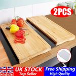 Set Of 2 Kitchen Wooden Cutting Chopping Board Oven Hob Covers Worktop Saver UK