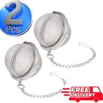 Tea Ball Strainer Infuser - Pack of 2 - Stainless Steel Mesh Filter Herb Spice