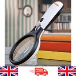 Handheld 45X Magnifier Reading Magnifying Glass Jewelry Loupe With 3 LED Light