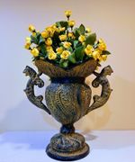 Jardeniere Vase Urn Pot Planter Cast Iron Gothic Revival Dragons Handles