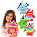 Kids Worry Monster Soft Toy Zip Mouth Pocket Plush Comfort Companion Gift