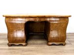 WRITING DESK Antique Walnut Art Deco Drawer Shelves Cupboards FREE DELIVERY