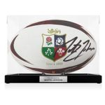 Martin Johnson Signed British & Irish Lions Rugby Ball 2025. Display Case Plaque