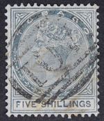 Tobago SG5 1879 QV 5/- Slate, Used, Cat £850